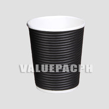 Load image into Gallery viewer, Valuepac Double Wall Paper Cup for Hot Drink or Coffee Rippled Black
