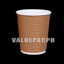 Load image into Gallery viewer, Valuepac Double Wall Paper Cup for Hot Drink or Coffee 8oz Rippled Tan