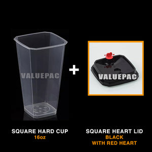 Valuepac Square Hard Cup 16oz with Square Hard Lid Black