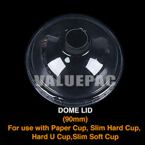 Valupac PET Plastic Dome Lid 90mm for Slim Hard Cup 90mm, Slim Soft Cup 90mm, Paper Cup 90mm, Slim Hard U Cup 90mm